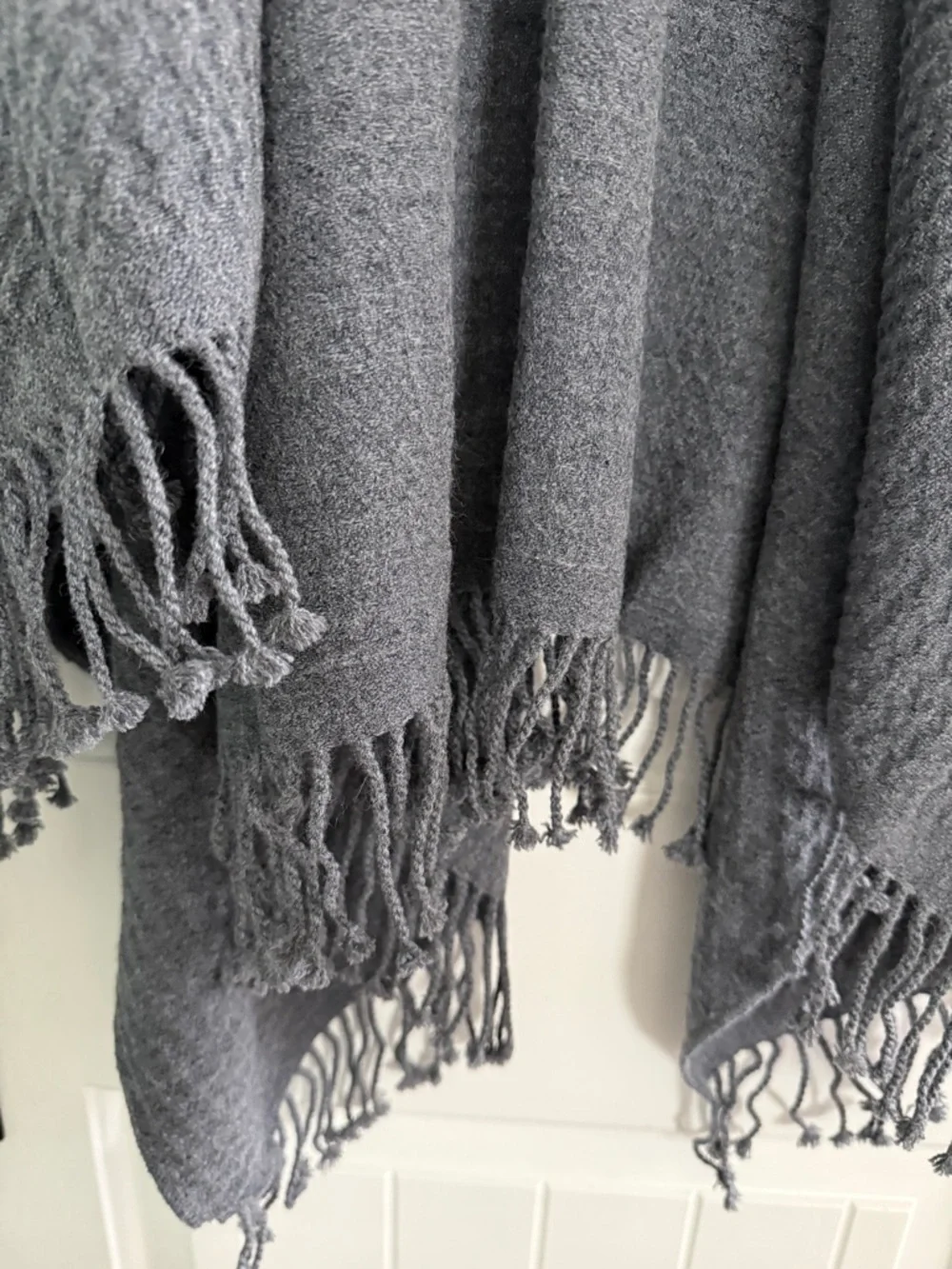 Cozy Gray Woven Fringe Throw